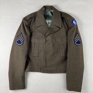 Vintage 50s Wool Serge Olive Drab Jacket Men’s 38R Green‎ Collared Staff Sargent